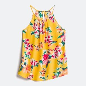 Bright yellow and floral halter top